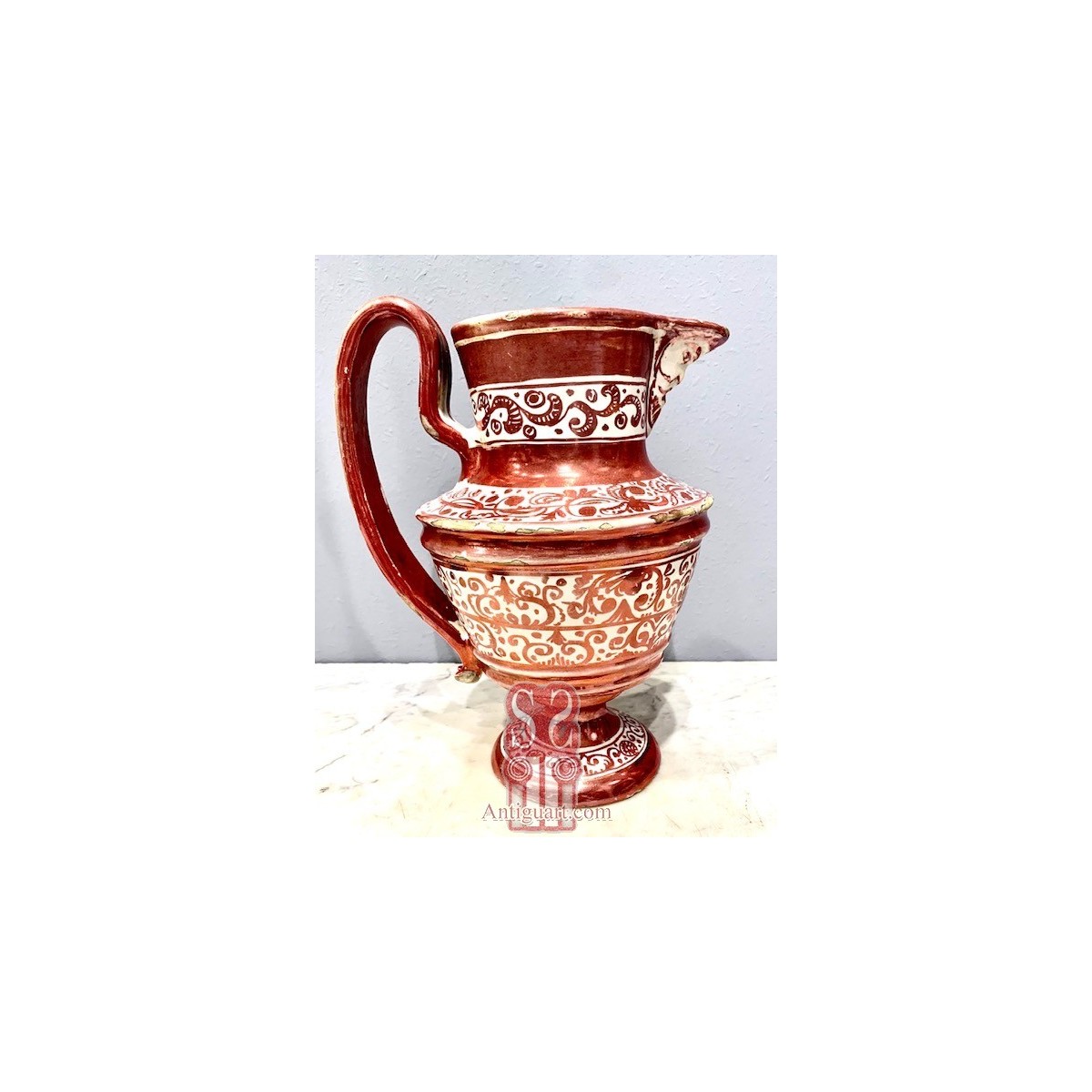 Jarra de pico, cerámica de reflejo metálico, siglo XIX