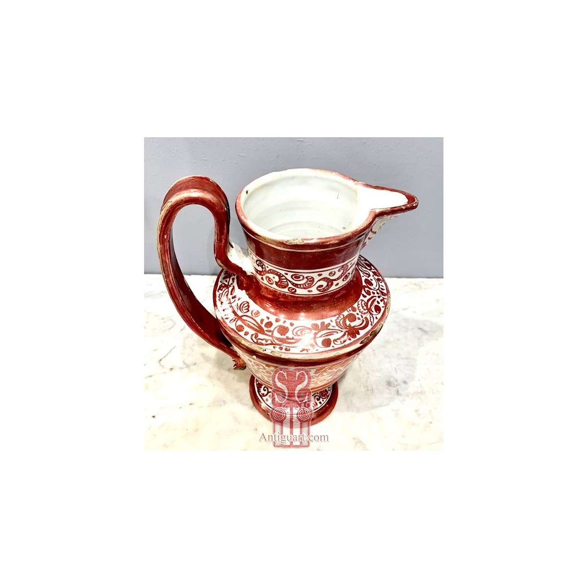 Jarra de pico, cerámica de reflejo metálico, siglo XIX