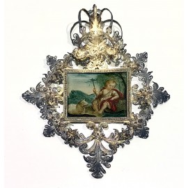 Pintura sobre cristal, S. Juanito del siglo XVIII