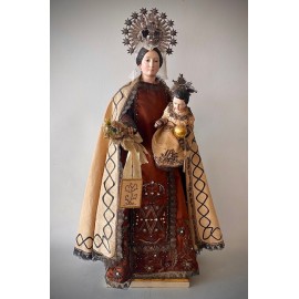 Figure image of the Virgin of Carmen with the Child. Polychrome sculpture. Mid 19th century.