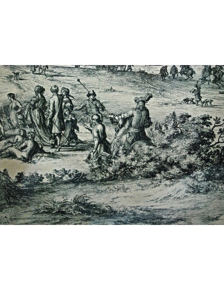 Batalla de las dunas, grabado del siglo XVIII.