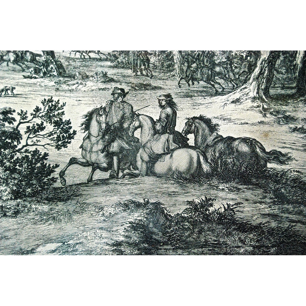 Batalla de las dunas, grabado del siglo XVIII.