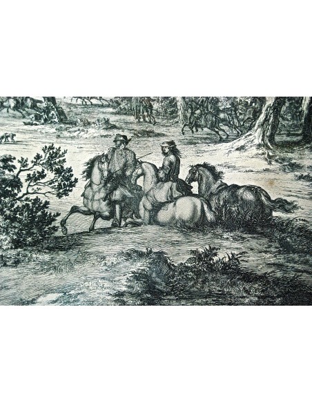 Batalla de las dunas, grabado del siglo XVIII.