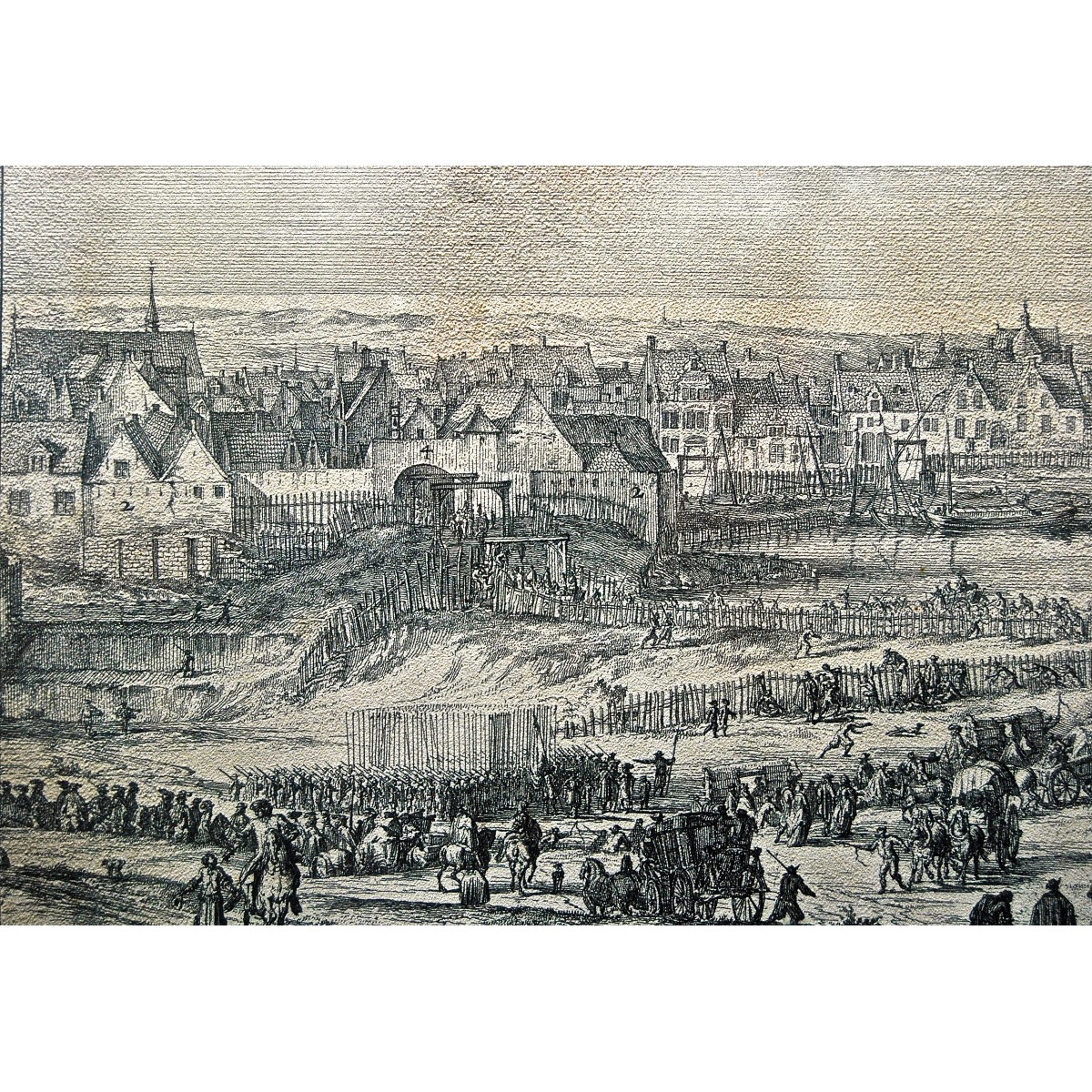 Batalla de las dunas, grabado del siglo XVIII.