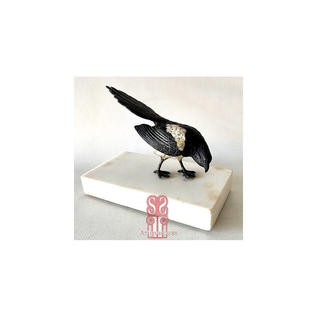 Magpie, polychrome Vienna bronze