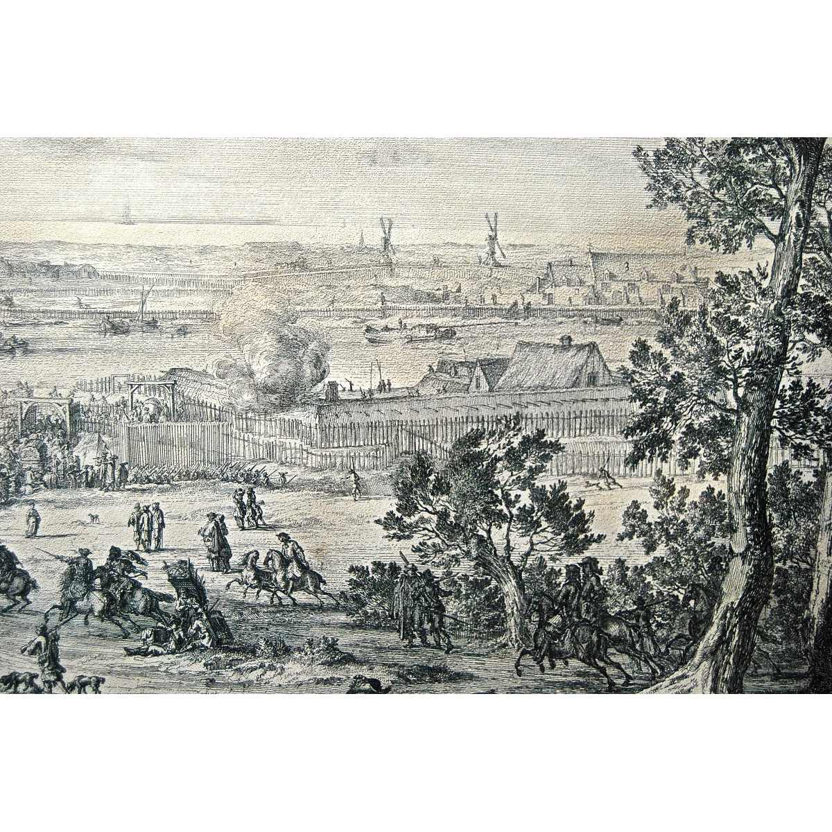 Batalla de las dunas, grabado del siglo XVIII.