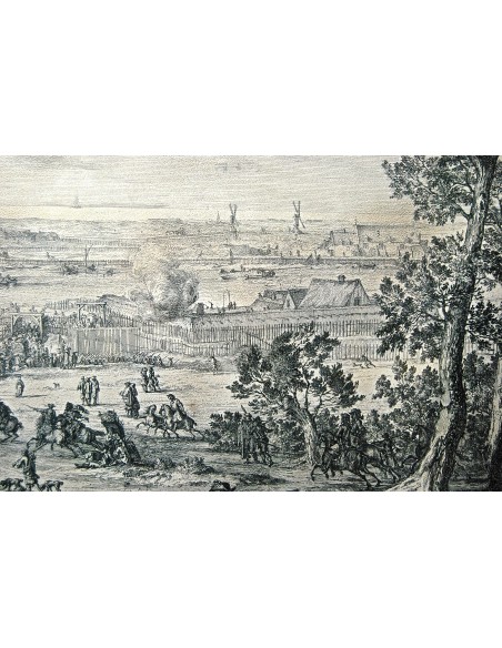 Batalla de las dunas, grabado del siglo XVIII.