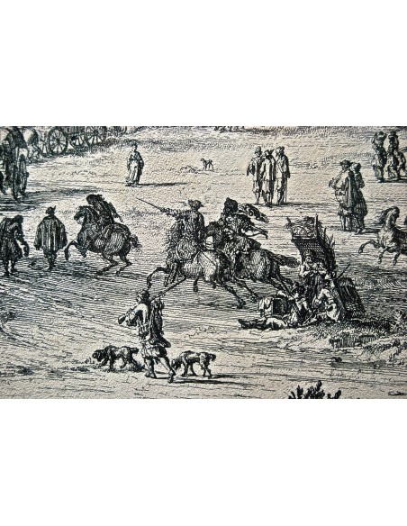 Batalla de las dunas, grabado del siglo XVIII.