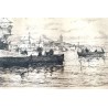 Marina, stampa acquaforte, T. Campuzano, XIX secolo