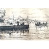 Marina, etching print, T. Campuzano, 19th