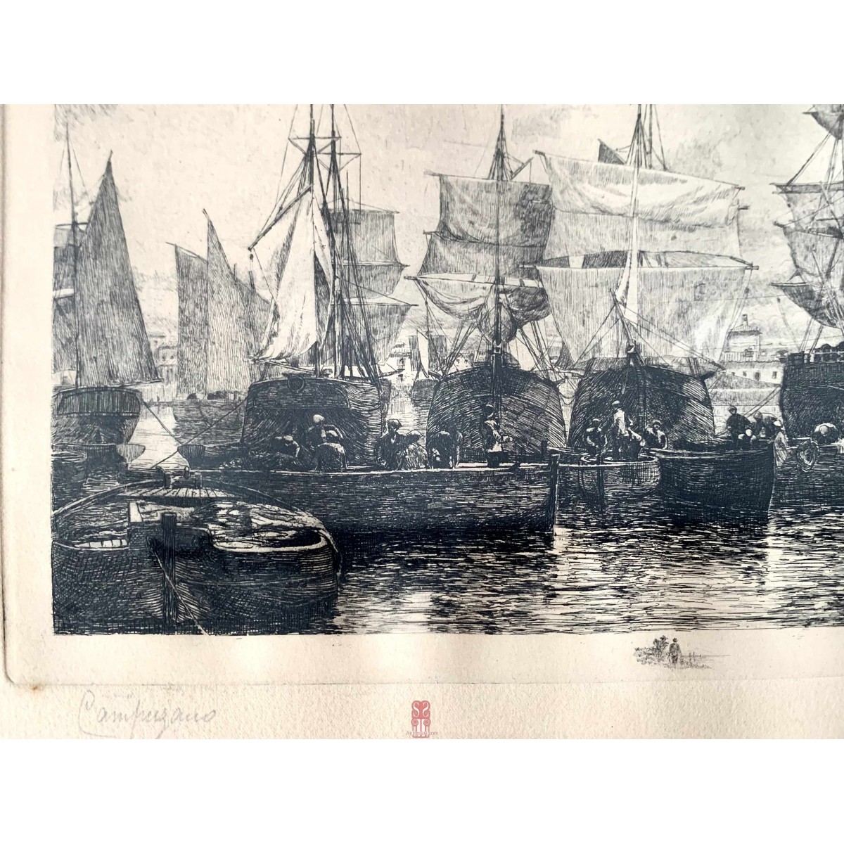 Marina, grabado al aguafuerte de Tomás Campuzano y Aguirre 