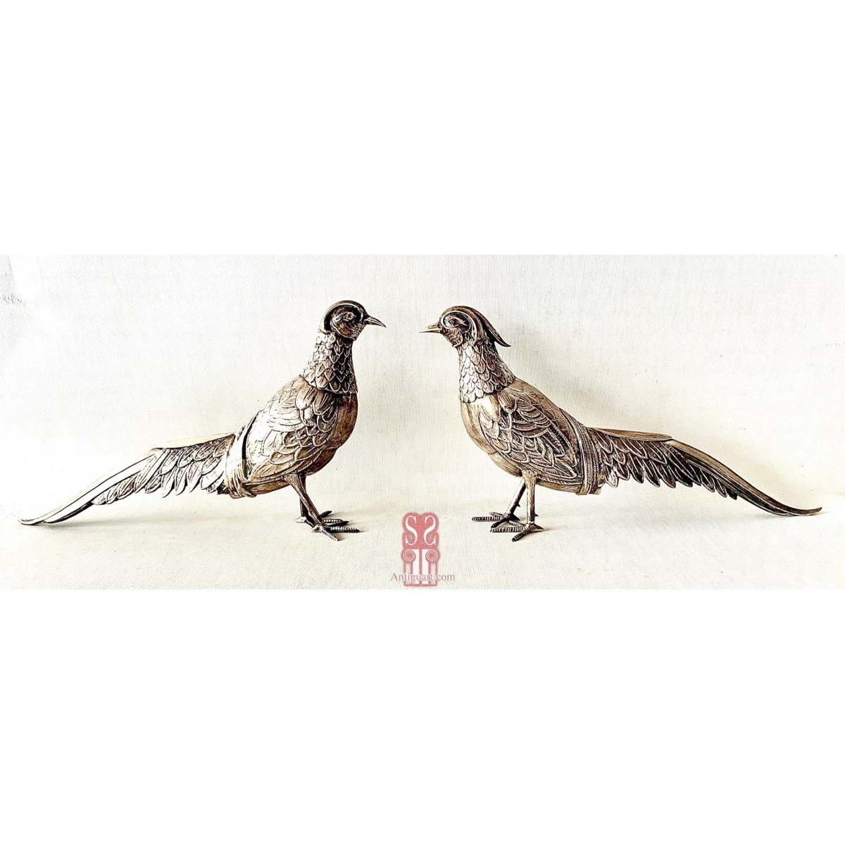 Pair silver pheasants 925 sterling