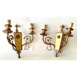 Pair of two-light wall lamps 19th