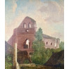 Landscape with architecture, oil on panel, 18th