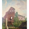 Paesaggio con architetture, olio su tavola, XVIII secolo