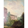 Paesaggio con architetture, olio su tavola, XVIII secolo