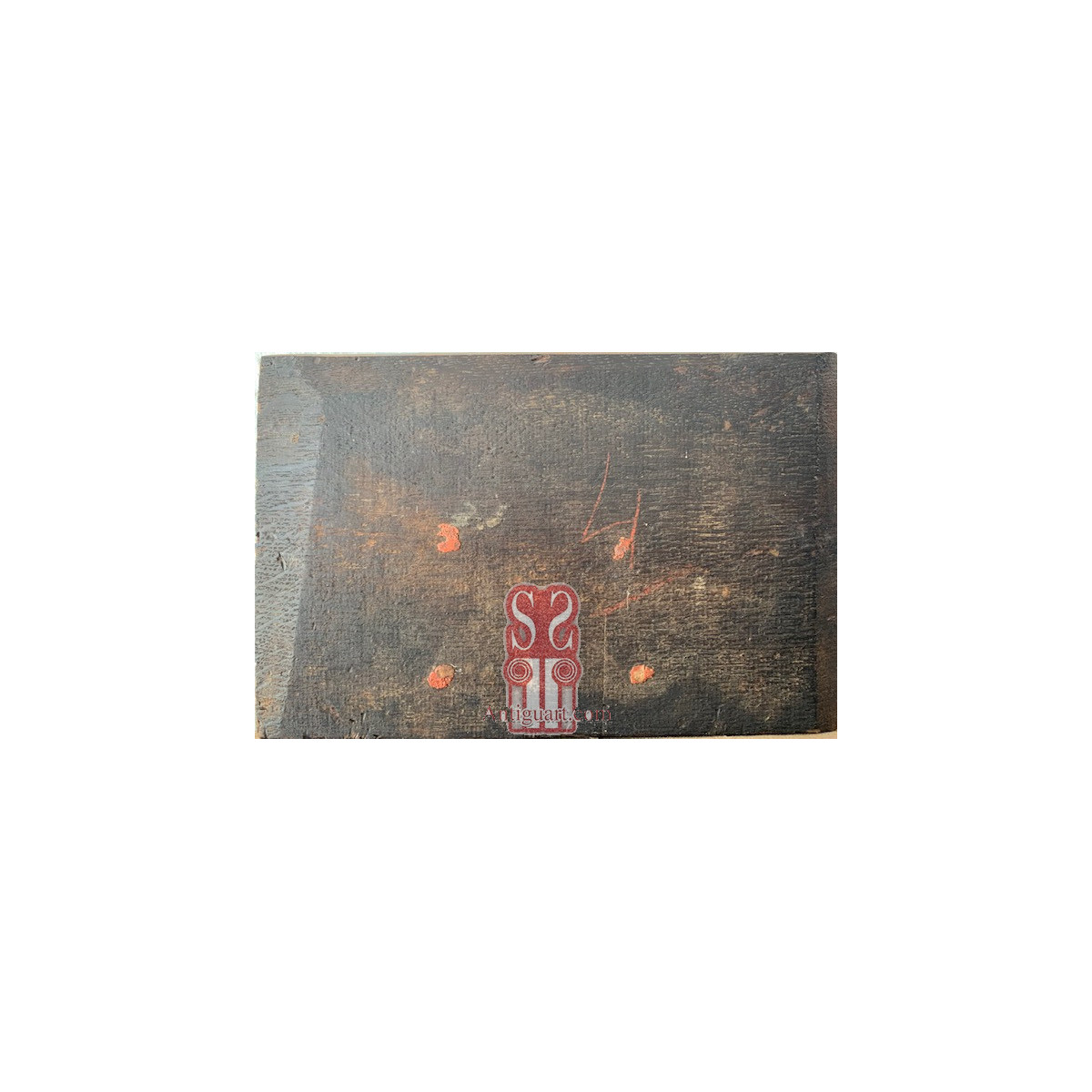 Paisaje con arquitecturas, óleo sobre tabla, siglo XIX