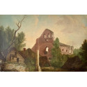 Paisaje con arquitecturas, óleo sobre tabla, siglo XIX