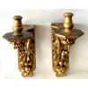 Pair of 18th wooden wall candlesticks