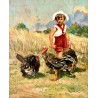 Michele De Simone ( Barletta 1893 - Milano 1955), "Niño con pavos"