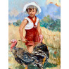 Michele De Simone ( Barletta 1893 - Milano 1955), "Niño con pavos"