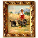 Michele De Simone ( Barletta 1893 - Milano 1955), "Niño con pavos"