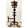 Pair of wrought iron andirons 19th