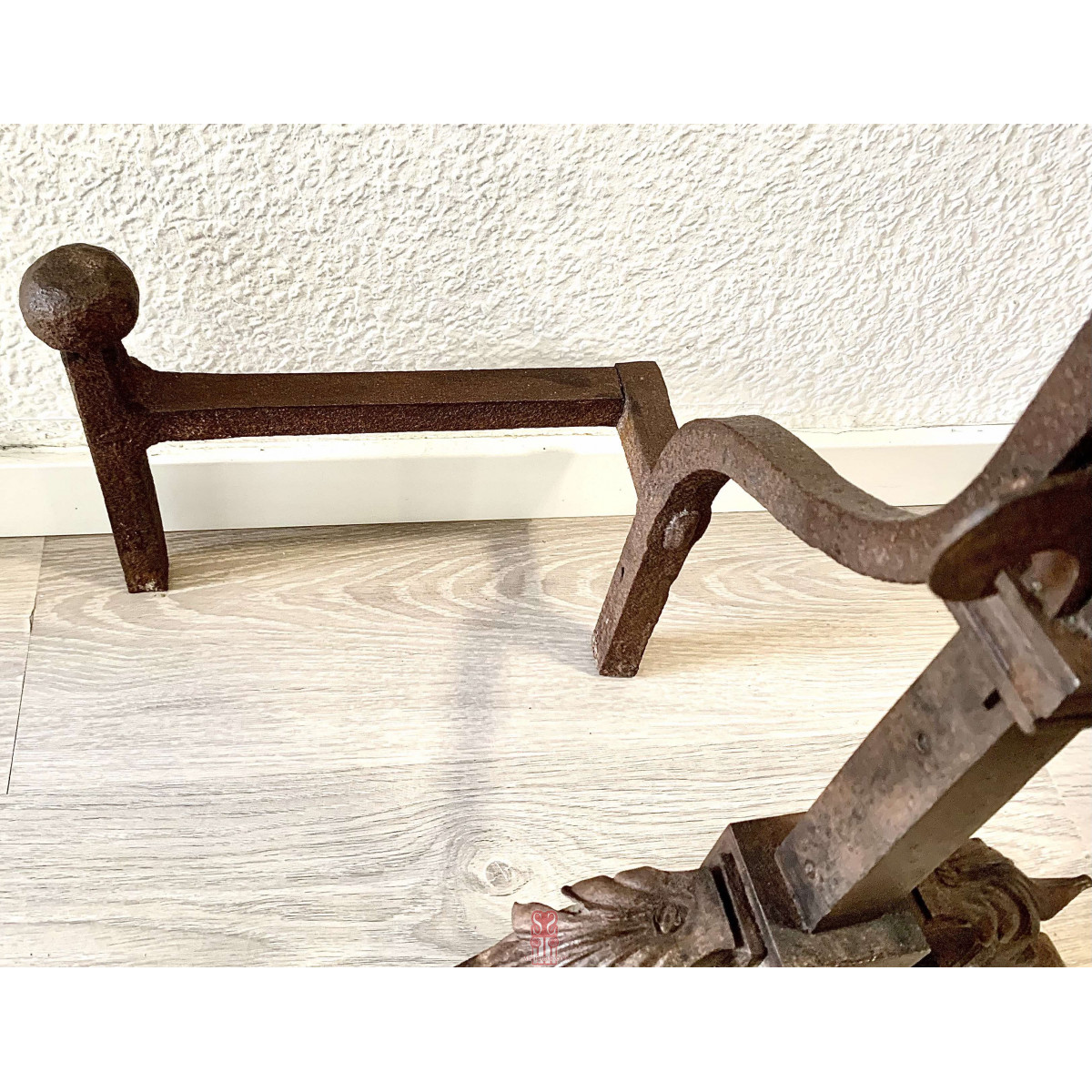 Pareja de morillos en hierro forjado del siglo XIX