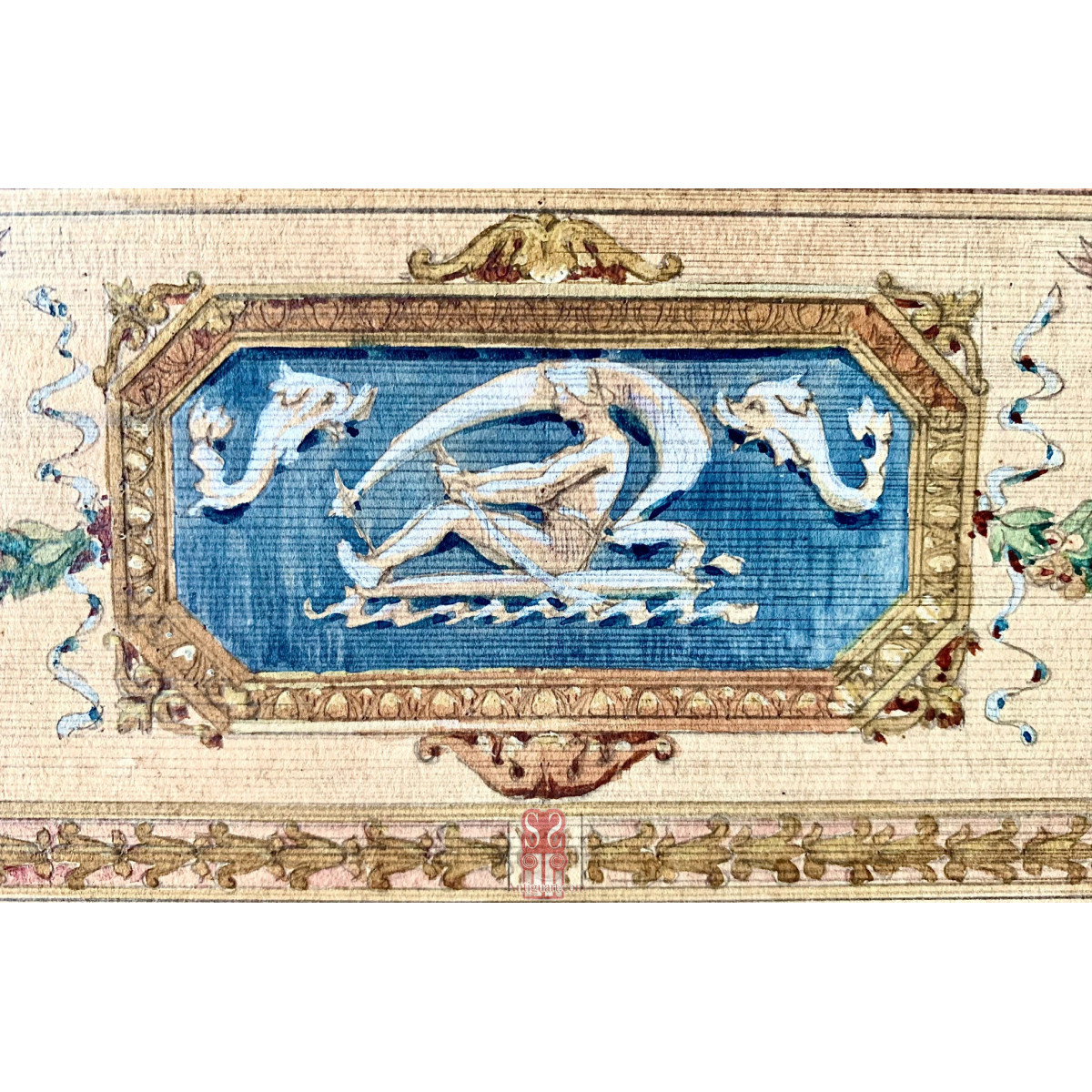 Dibujo al lápiz acuarelado, finales del siglo XVIII.