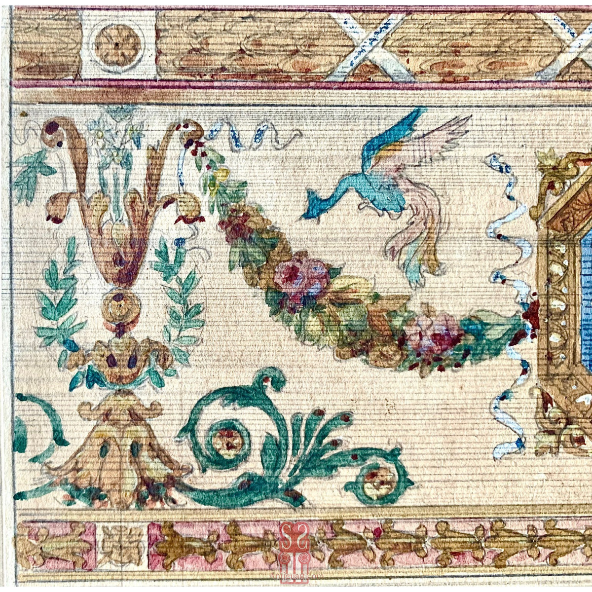 Dibujo al lápiz acuarelado, finales del siglo XVIII.