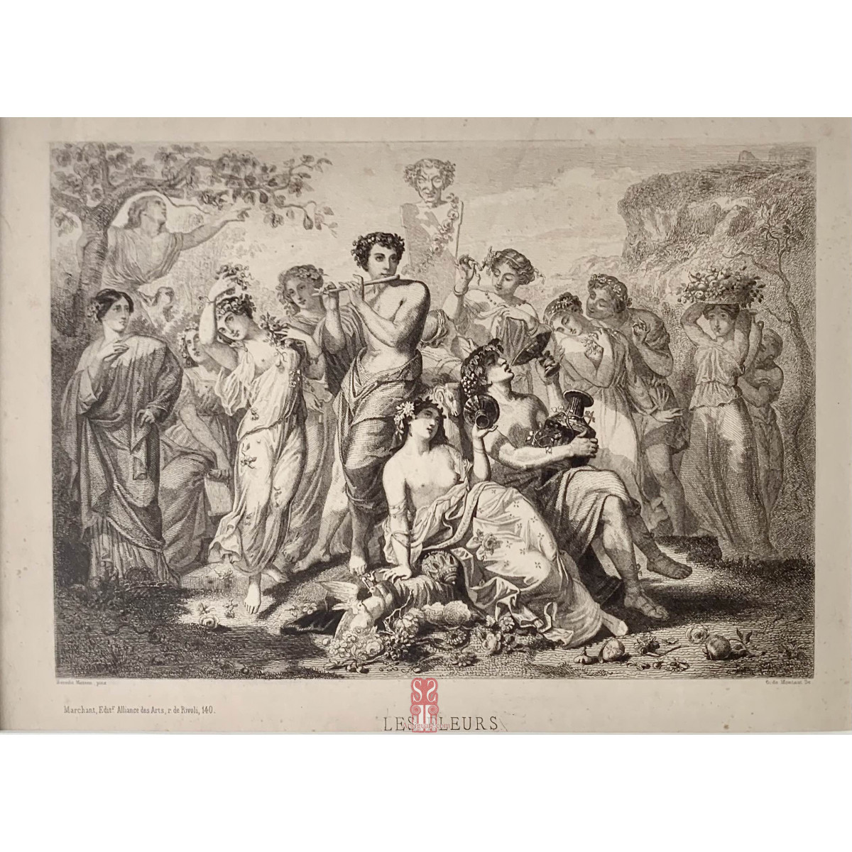 “Bacanal, Le fleurs”, grabado del siglo XIX