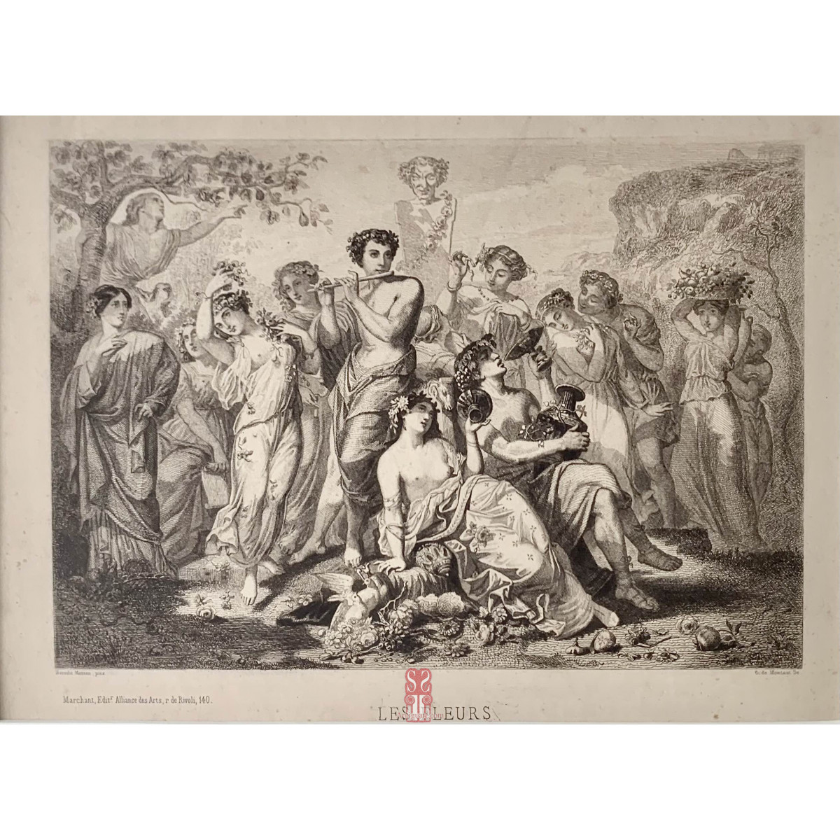 “Bacchanal, Le fleurs”, engraving  19th 