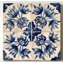 Conjunto de cuatro azulejos portugueses del siglo XVIII