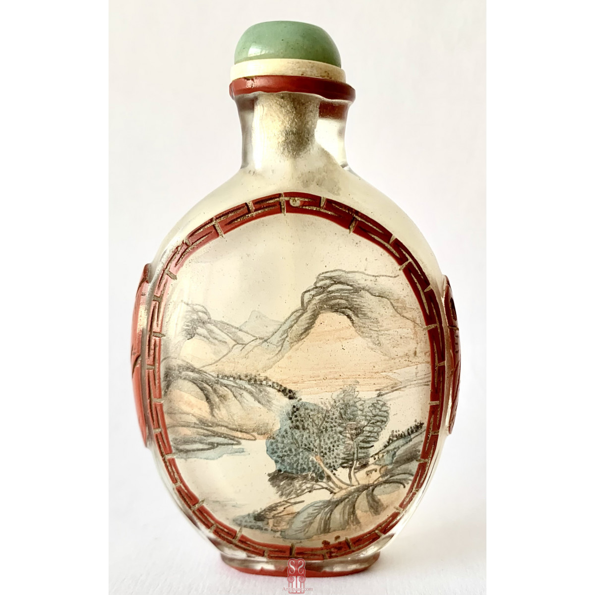 Snuff bottle de principios del siglo XX, cristal pintado.