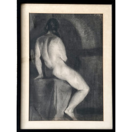 Nude of a woman charcoal drawing from the first half of the 20th