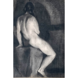 Desnudo de mujer dibujo al carboncillo, mediados del siglo XX 2