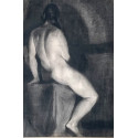 Desnudo de mujer dibujo al carboncillo, mediados del siglo XX