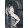 Desnudo de mujer dibujo al carboncillo, mediados del siglo XX