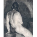 Desnudo de mujer dibujo al carboncillo, mediados del siglo XX