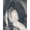 Desnudo de mujer dibujo al carboncillo, mediados del siglo XX