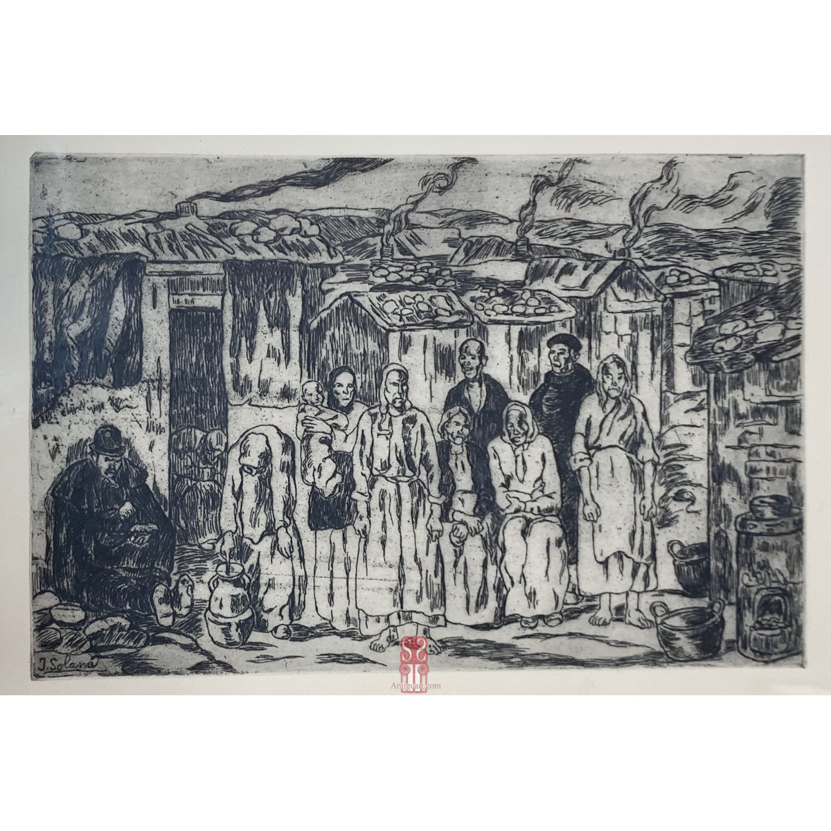 “Domingo en las afueras” José Solana. Etching