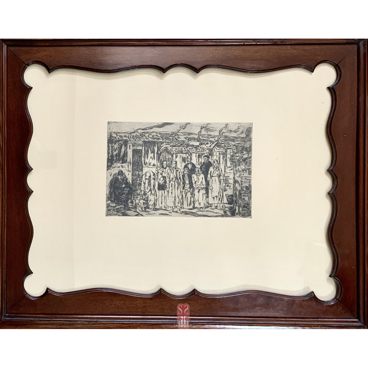 “Domingo en las afueras” José Solana (Madrid, España, 1886 - 1945), aguafuerte. 