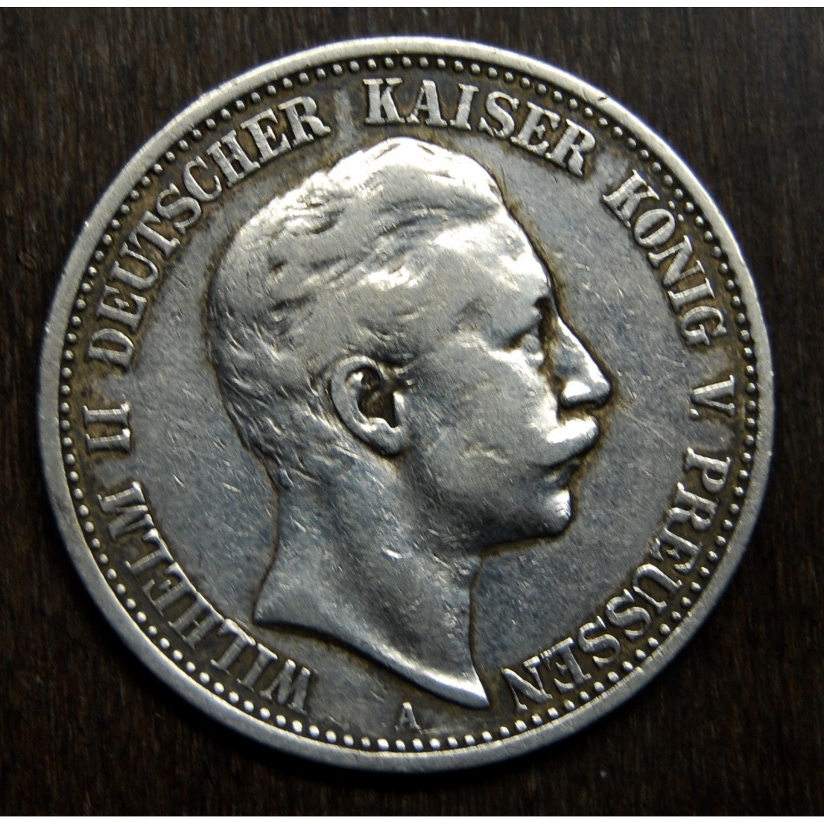  2 marcos alemanes de 1904, plata.