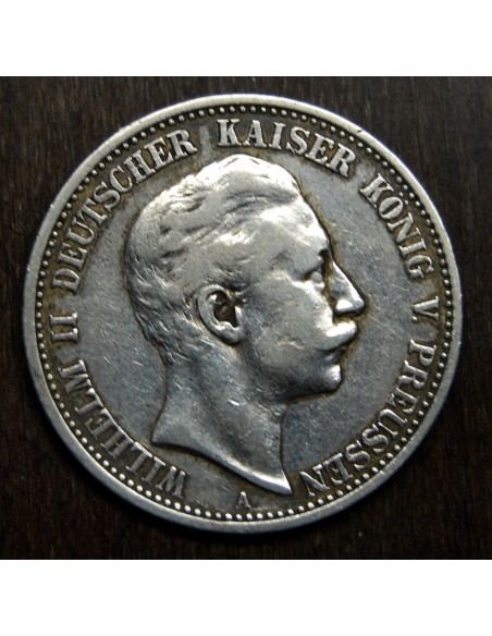  2 marcos alemanes de 1904, plata.