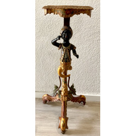 Mesa de apoyo, moro tallado y policromado, Venecia siglo XIX 2