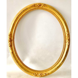 Marco ovalado dorado, del siglo XIX.