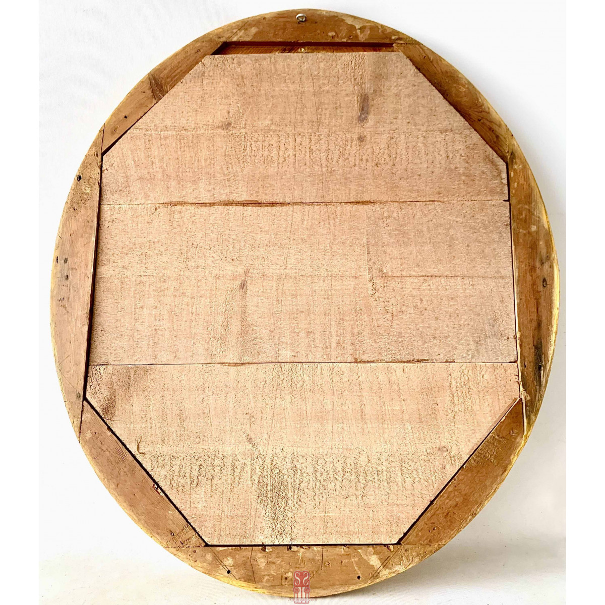 Marco ovalado dorado, del siglo XIX.