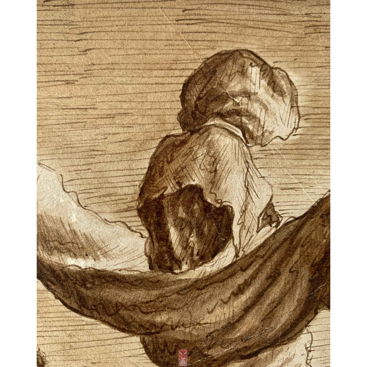 Eugenio Lucas Velazquez (Madrid, 1817-1870). Dibujo a plumilla y aguada, 