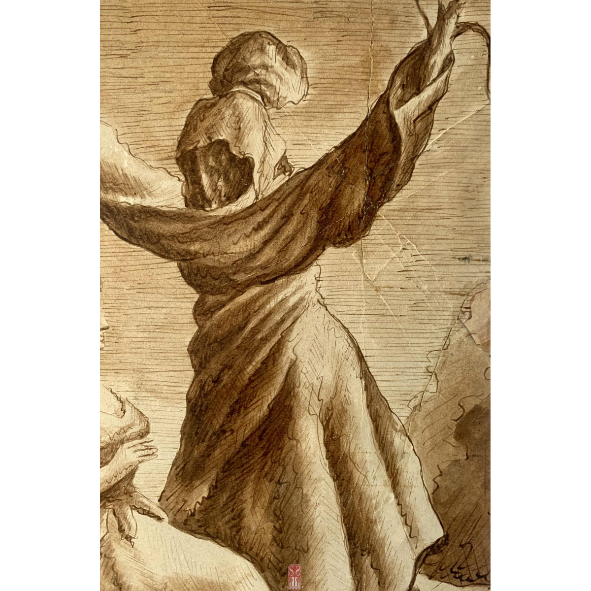 Eugenio Lucas Velazquez (Madrid, 1817-1870). Dibujo a plumilla y aguada, 