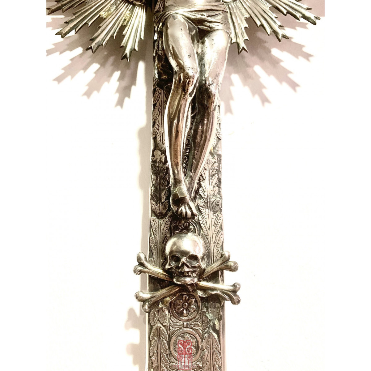 Importante crucifijo de plata Italiano, finales del siglo XVIII